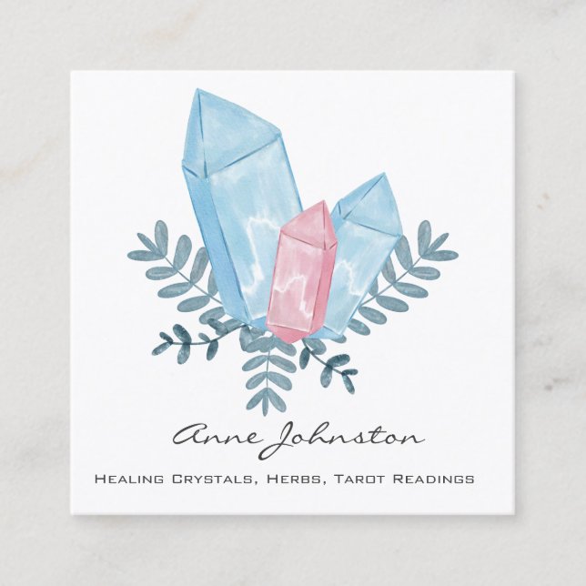 Watercolor Crystals  Square Business Card (Front)
