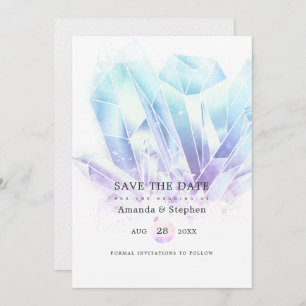 Watercolor Crystals Wedding Save The Date