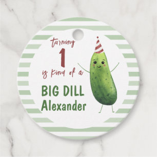 Watercolor Cucumber Big Dill Birthday Party Favour Tags