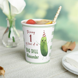 Watercolor Cucumber Big Dill Birthday Party Paper Cups