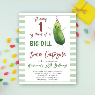 Watercolor Cucumber Time Capsule 1st birthday Poster