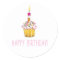 Watercolor Cupcake Happy Birthday