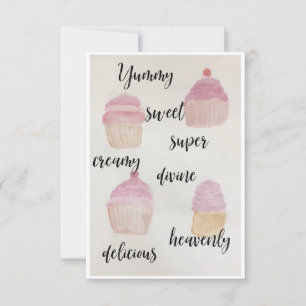 WATERCOLOR CUPCAKE Note Card
