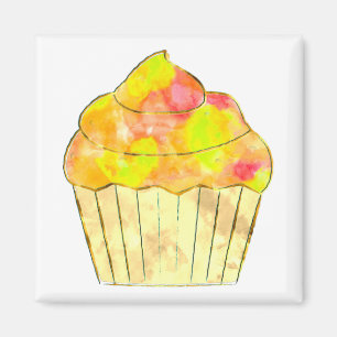 Watercolor Cupcake Painting Magnet