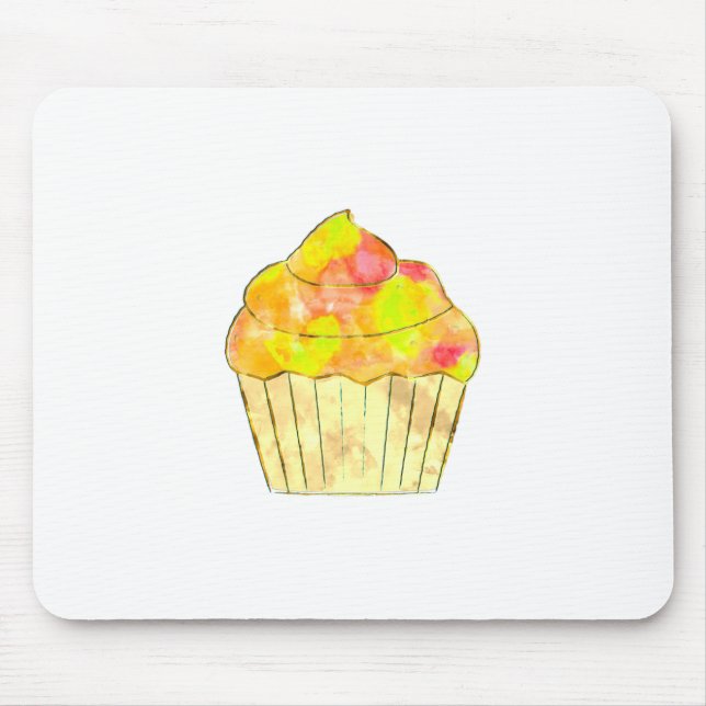 Watercolor Cupcake Painting Mouse Mat (Front)