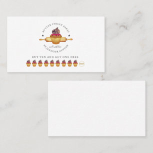 Watercolor Cupcake Rolling Pin Baker Loyalty Card