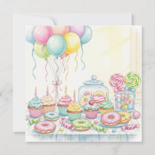 Watercolor Cupcakes and Birthday Sweets card