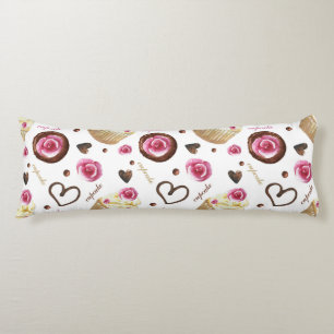 Watercolor cupcakes body cushion