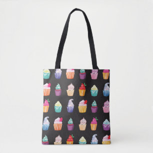 Watercolor Cupcakes: Charming Seamless Background Tote Bag