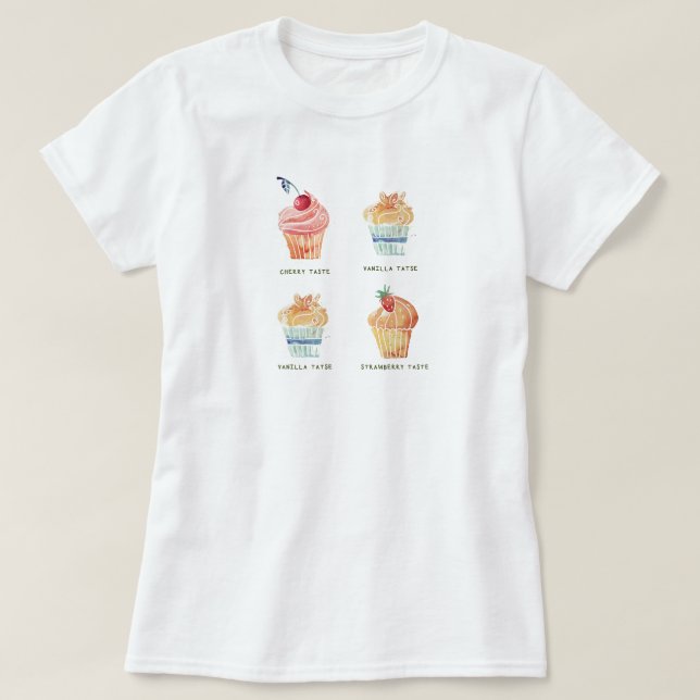Watercolor Cupcakes Clipart Set T-Shirt (Design Front)