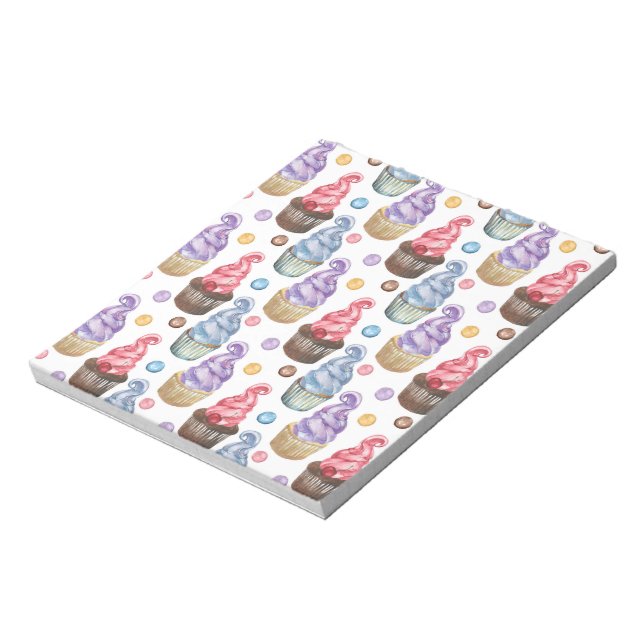 Watercolor cupcakes colorful notepad (Rotated)