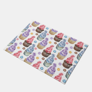 Watercolor cupcakes colourful doormat