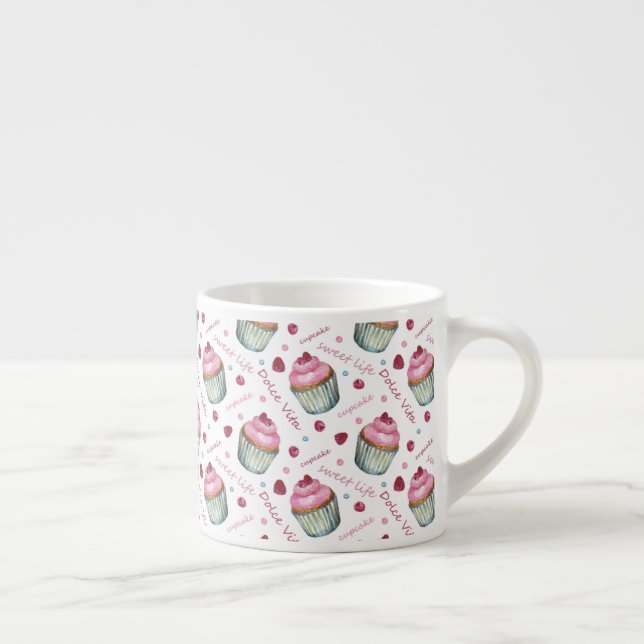 Watercolor cupcakes espresso cup (Right)