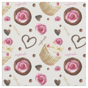 Watercolor cupcakes fabric