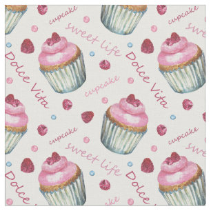 Watercolor cupcakes fabric