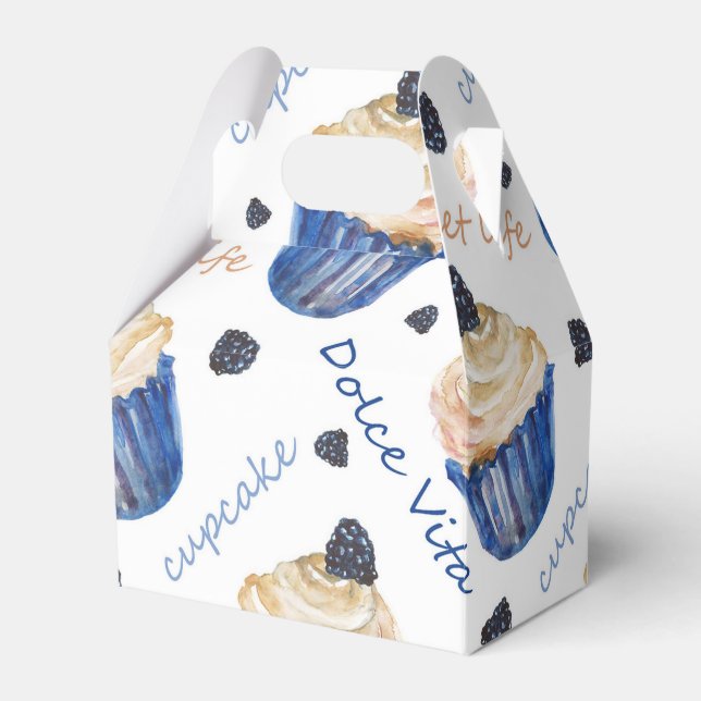 Watercolor cupcakes favour box (Front Side)
