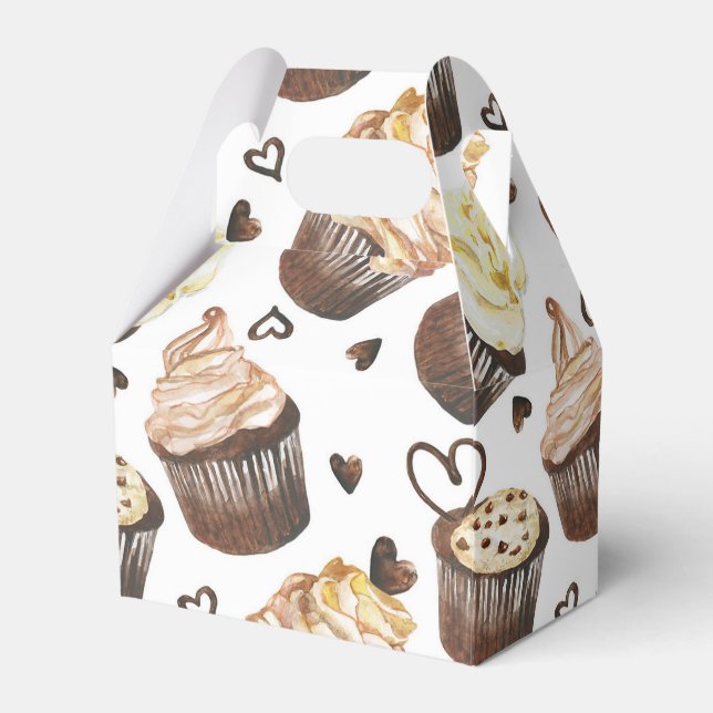 Watercolor cupcakes favour box (Front Side)