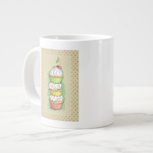 Watercolor cupcakes. Kitchen illustration. Large Coffee Mug