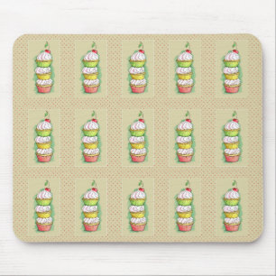 Watercolor cupcakes. Kitchen illustration. Mouse Mat