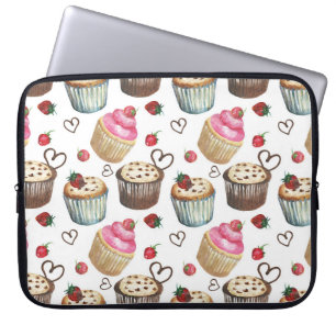 Watercolor cupcakes laptop sleeve