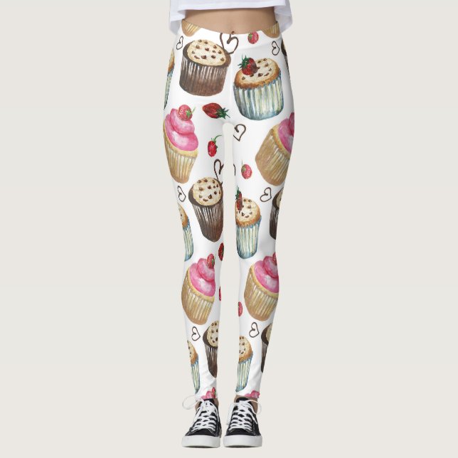 Watercolor cupcakes leggings (Front)