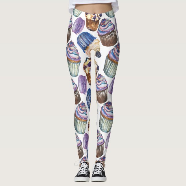Watercolor cupcakes leggings (Front)