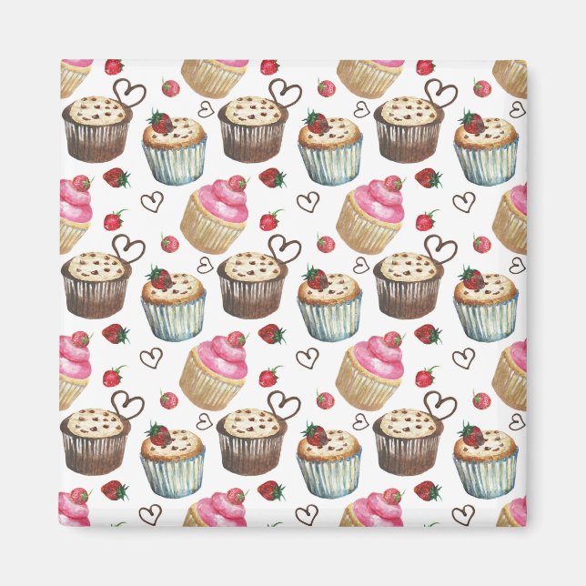 Watercolor cupcakes magnet (Front)