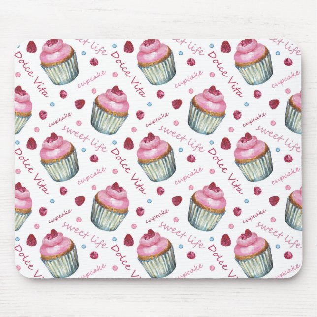 Watercolor cupcakes mouse mat (Front)