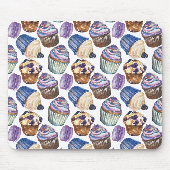 Watercolor cupcakes mouse mat (Front)