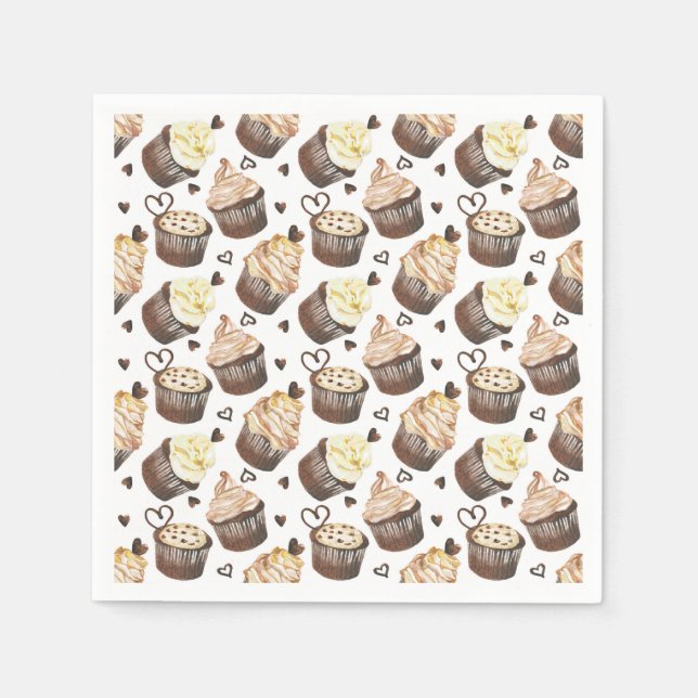 Watercolor cupcakes napkin (Front)