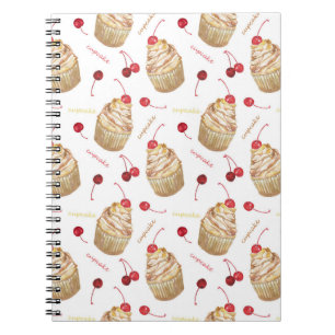 Watercolor cupcakes notebook