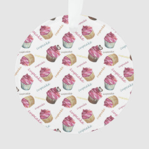 Watercolor cupcakes ornament