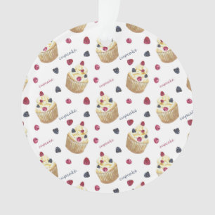 Watercolor cupcakes ornament