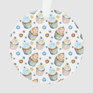 Watercolor cupcakes ornament