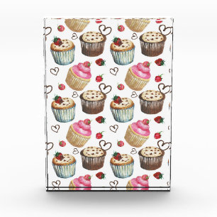 Watercolor cupcakes photo block