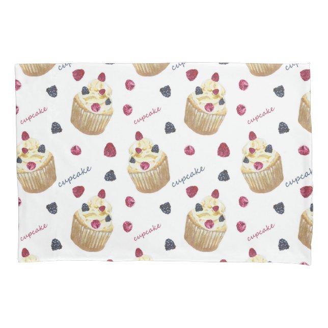 Watercolor cupcakes pillowcase (Front)