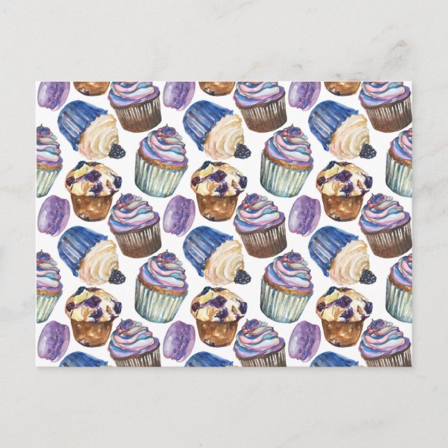 Watercolor cupcakes postcard (Front)
