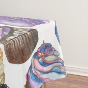 Watercolor cupcakes tablecloth