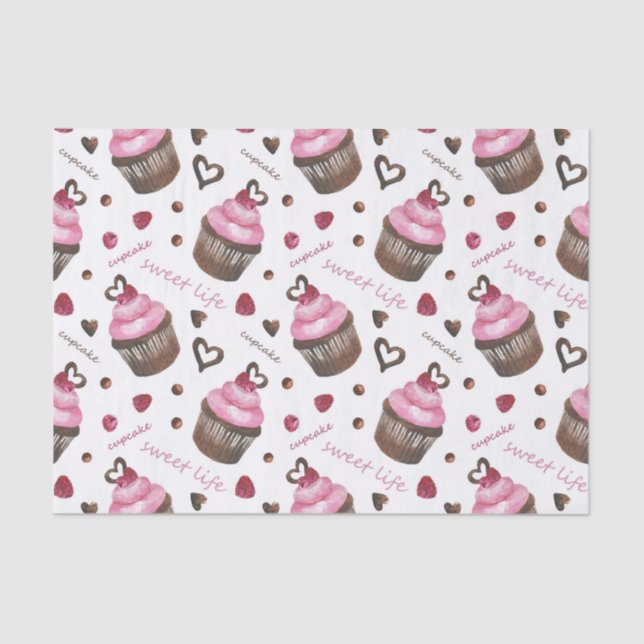 Watercolor cupcakes tissue paper (Front)