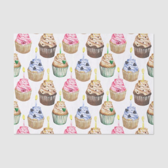 Watercolor cupcakes tissue paper (Front)