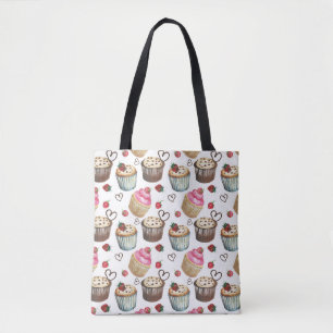 Watercolor cupcakes tote bag