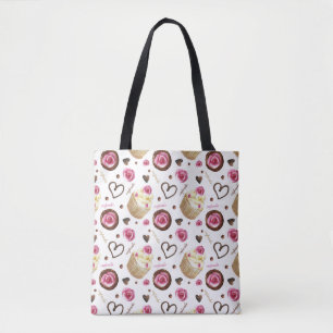 Watercolor cupcakes tote bag