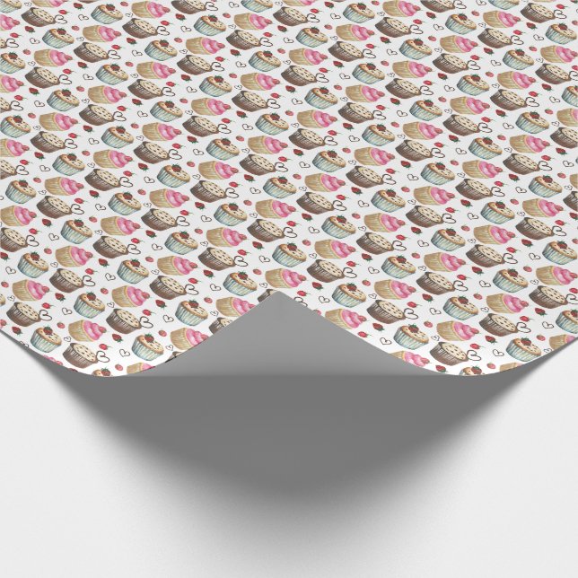 Watercolor cupcakes wrapping paper (Corner)