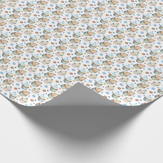Watercolor cupcakes wrapping paper (Corner)