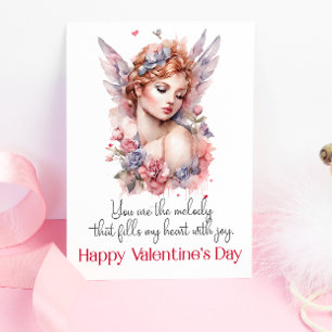 Watercolor Cupid Happy Valentines Day  Card