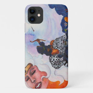 Watercolor cupid riding cat Mother Goddess dream  iPhone 11 Case