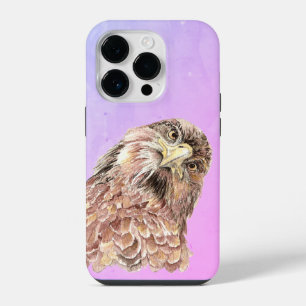 Watercolor Curious Judgemental Hawk Funny Bird Art iPhone 14 Pro Case
