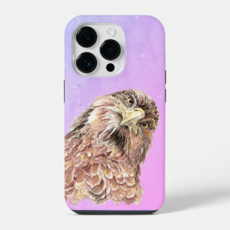 Watercolor Curious Judgemental Hawk Funny Bird Art iPhone 14 Pro Case