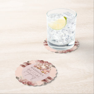 Watercolor Custom Bridal High Tea Shower  Paper Coaster