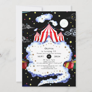 Watercolor Custom Circus Birthday Invitation